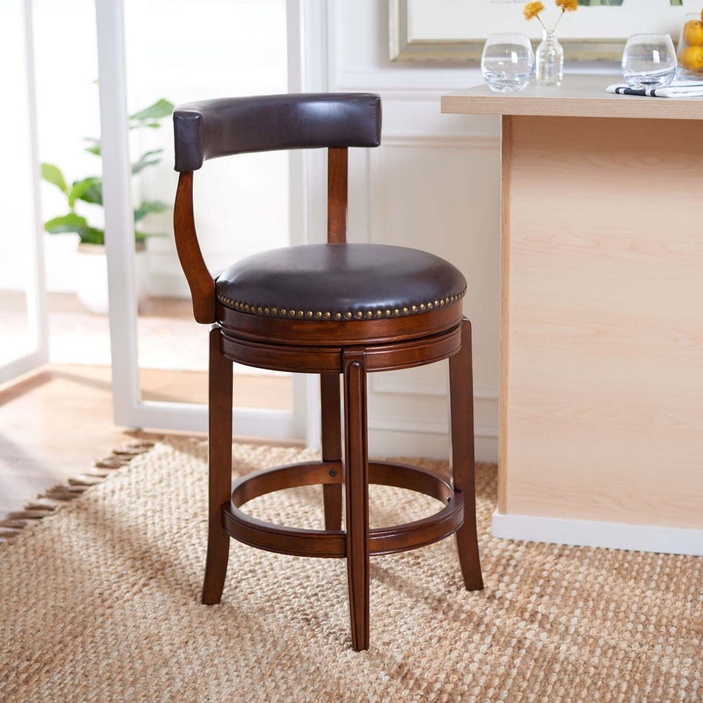 Safavieh Luigi Counter Stool-Walnut/Brown