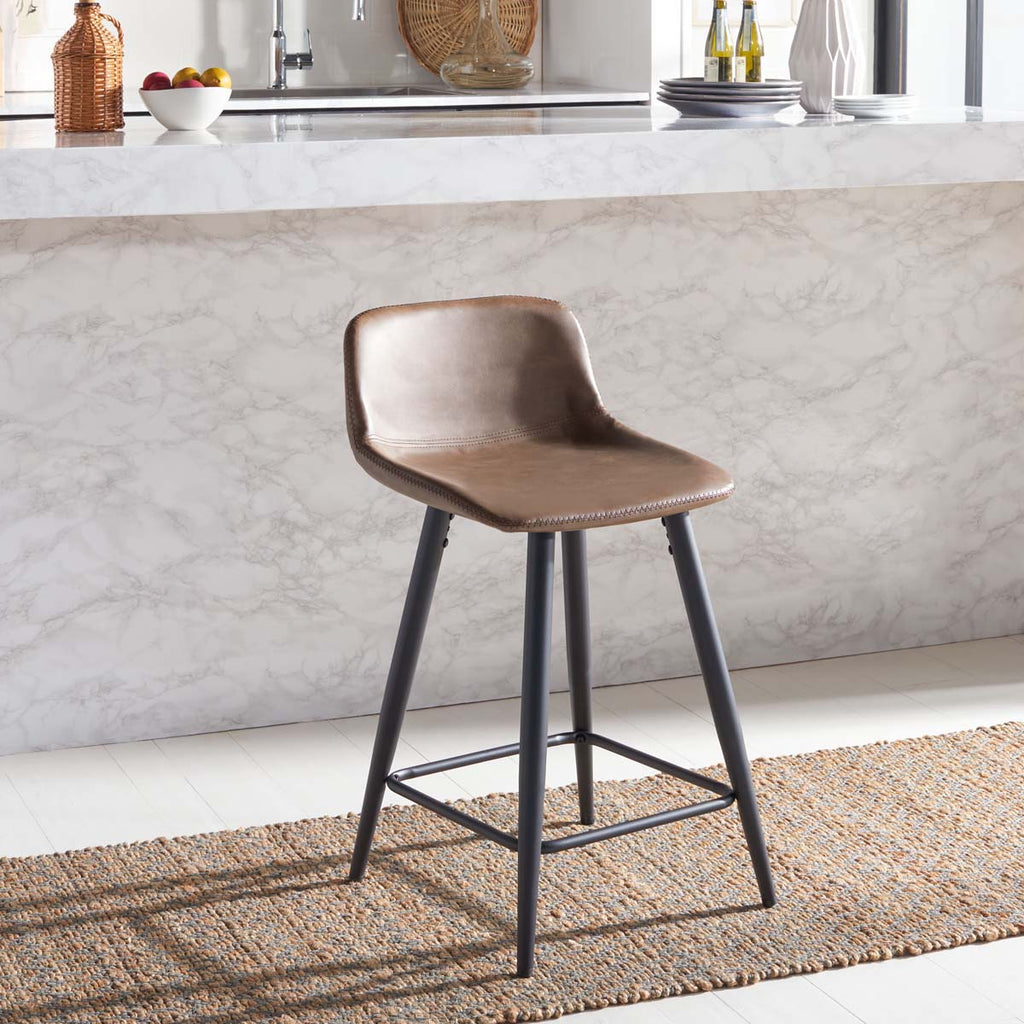 Safavieh Asena Counter Stool - Saddle / Black