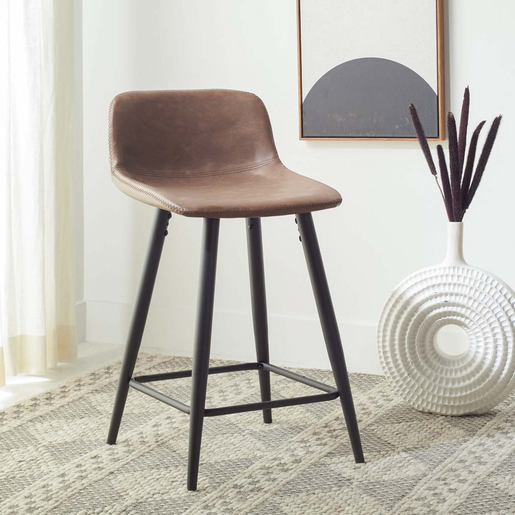 Safavieh Asena Counter Stool - Saddle / Black