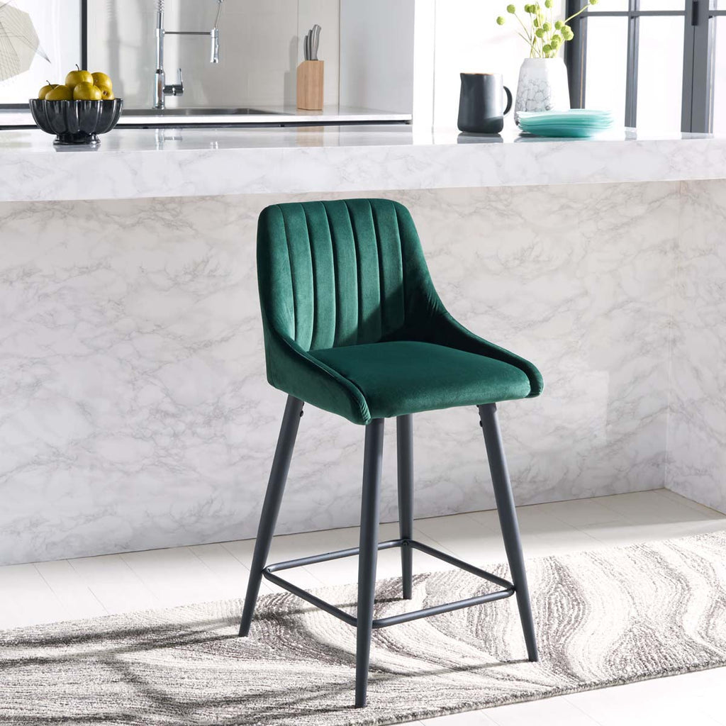 Safavieh Helga Counter Stool - Malachite Green / Black