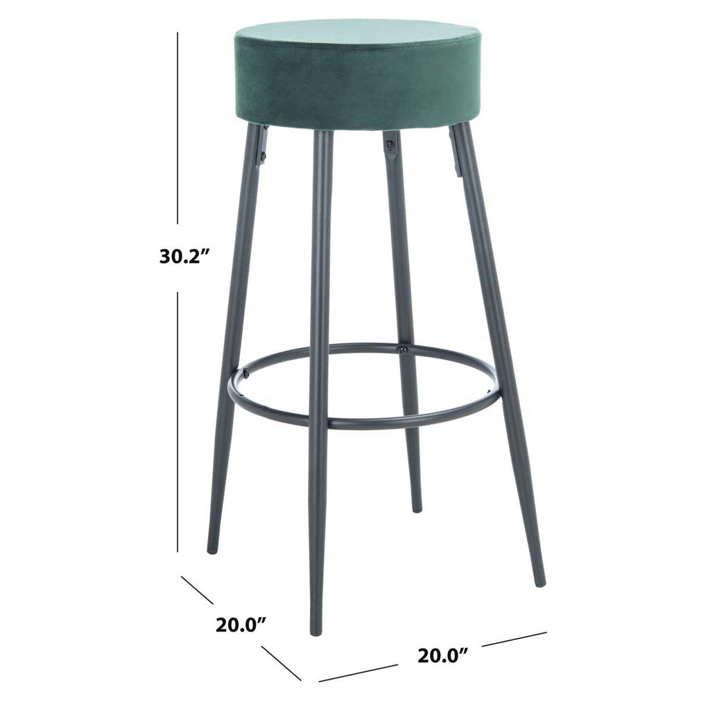 Safavieh Bohden Round Bar Stool - Malachite Green / Black