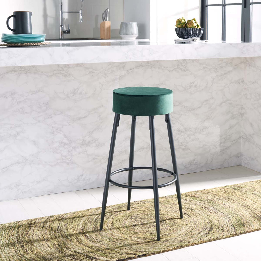 Safavieh Bohden Round Bar Stool - Malachite Green / Black