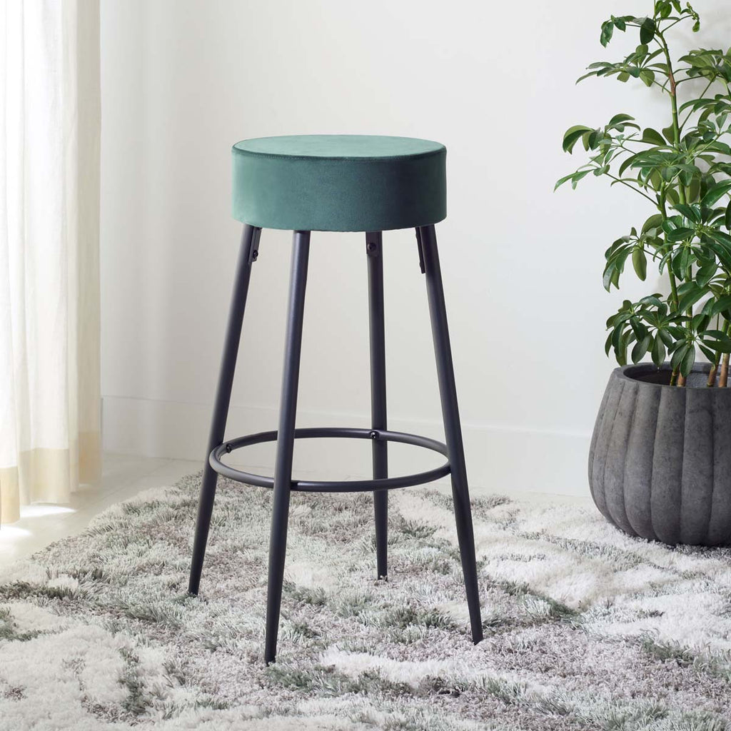 Safavieh Bohden Round Bar Stool - Malachite Green / Black