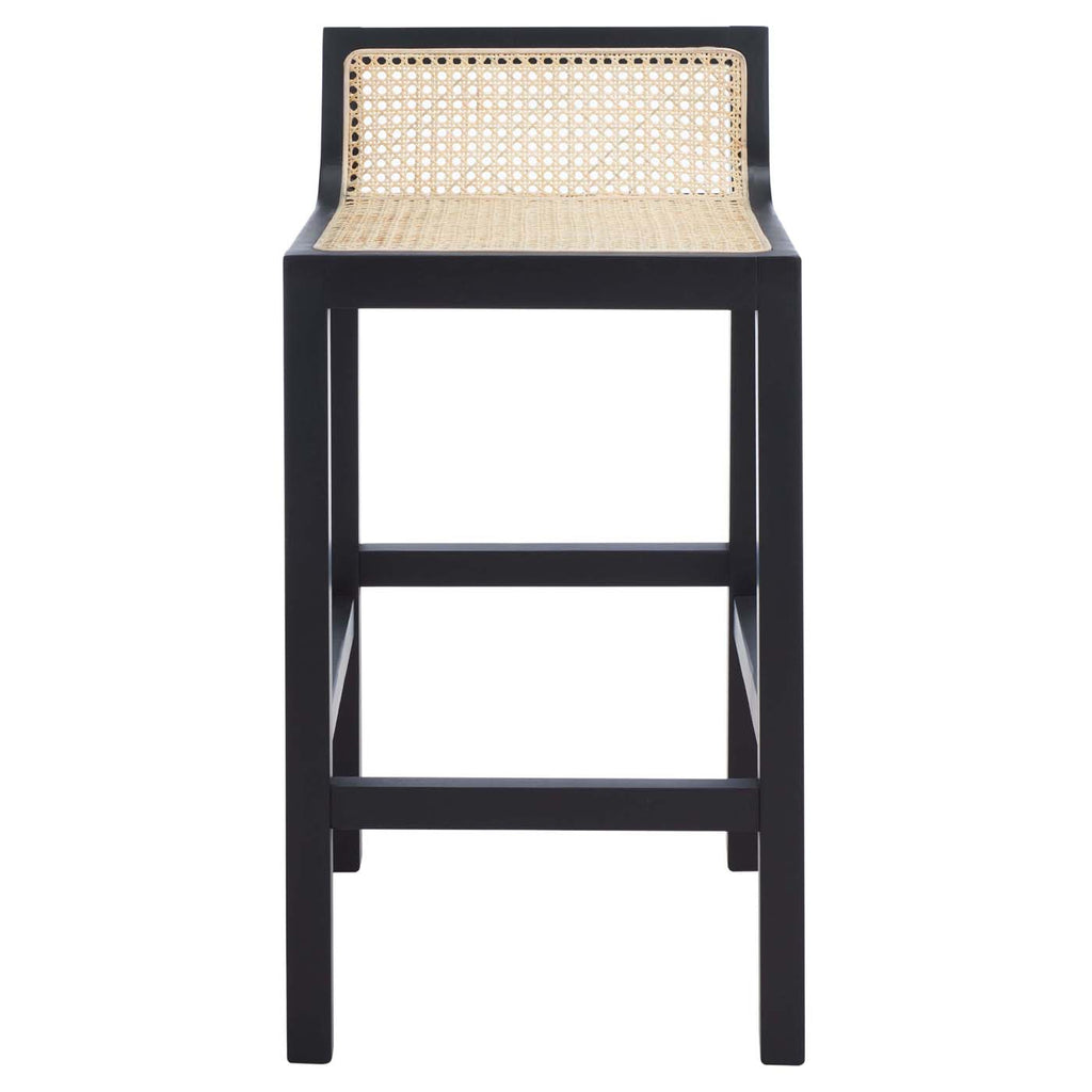 Safavieh Saito Lowback Cane Counter Stool - Black / Natural