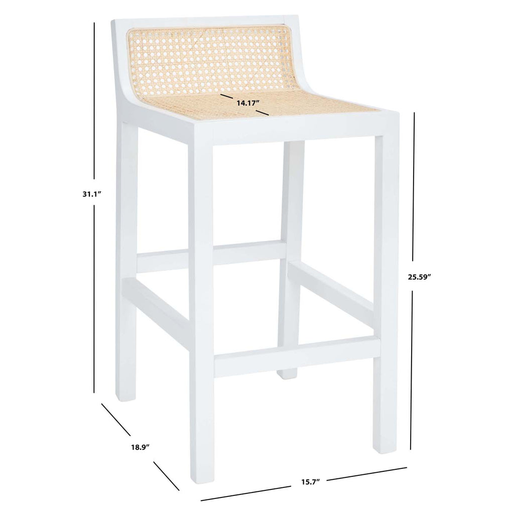 Safavieh Saito Lowback Cane Counter Stool - White / Natural