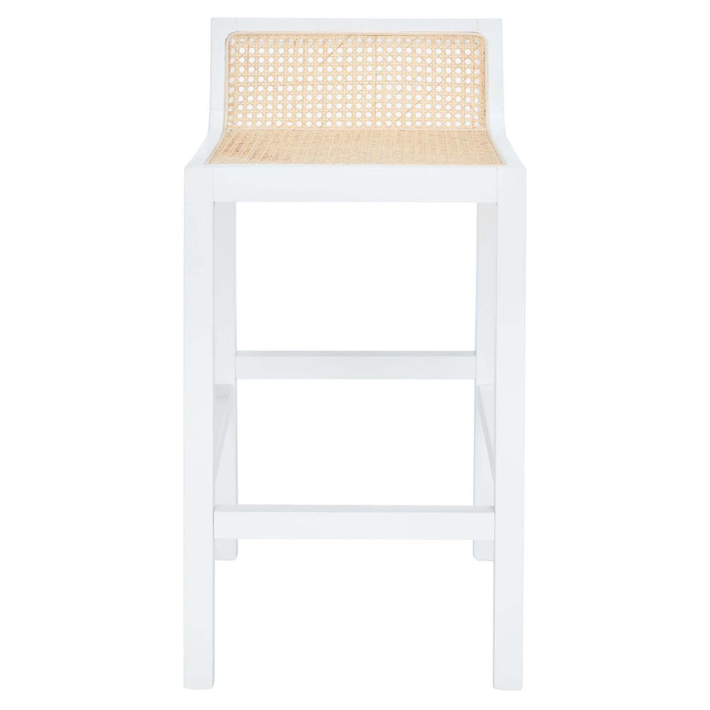 Safavieh Saito Lowback Cane Counter Stool - White / Natural