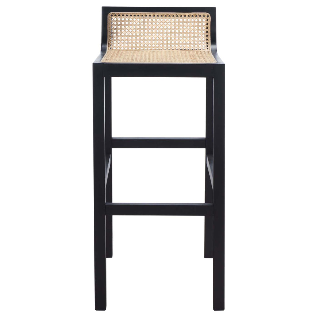 Safavieh Saito Low Back Cane Bar Stool - Black / Natural