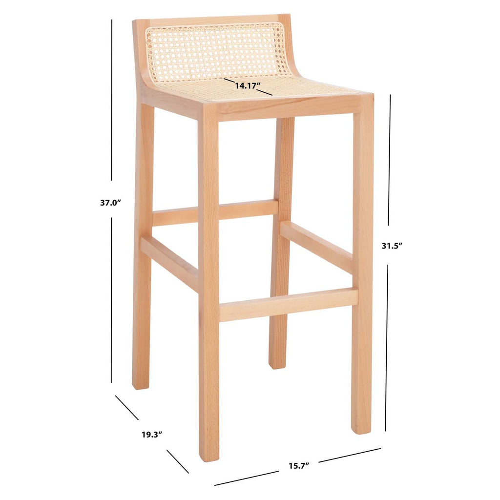 Safavieh Saito Low Back Cane Bar Stool - Natural