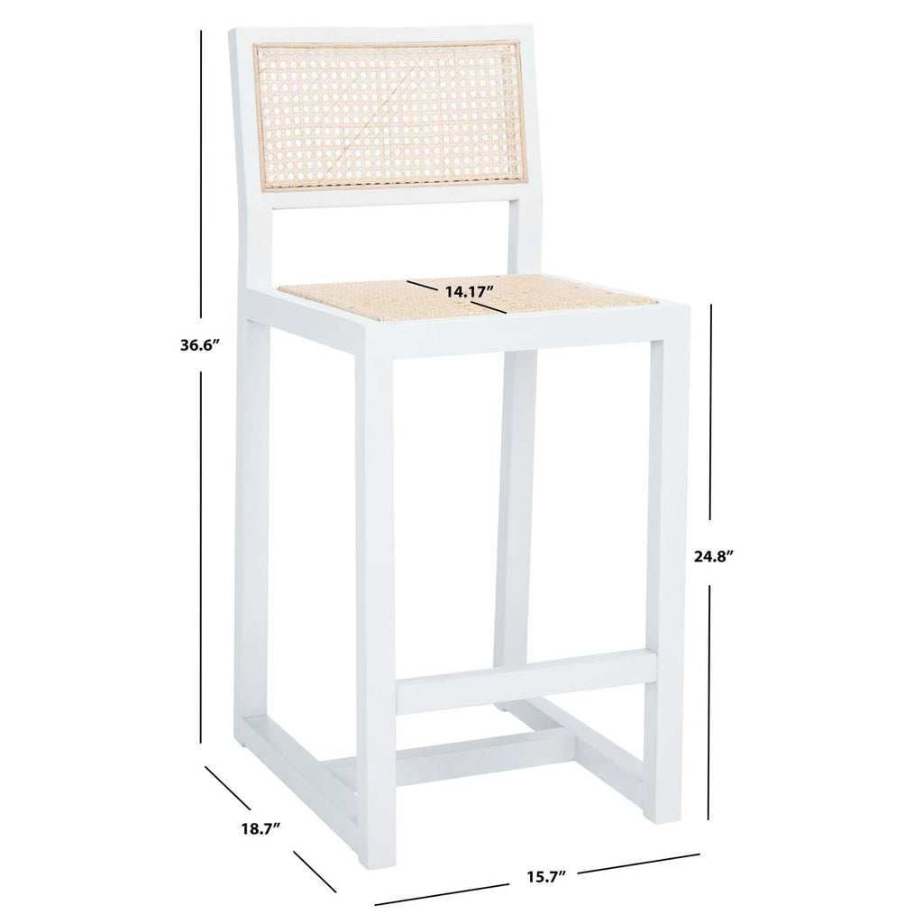 Safavieh Seika Rattan Counter Stool - White / Natural