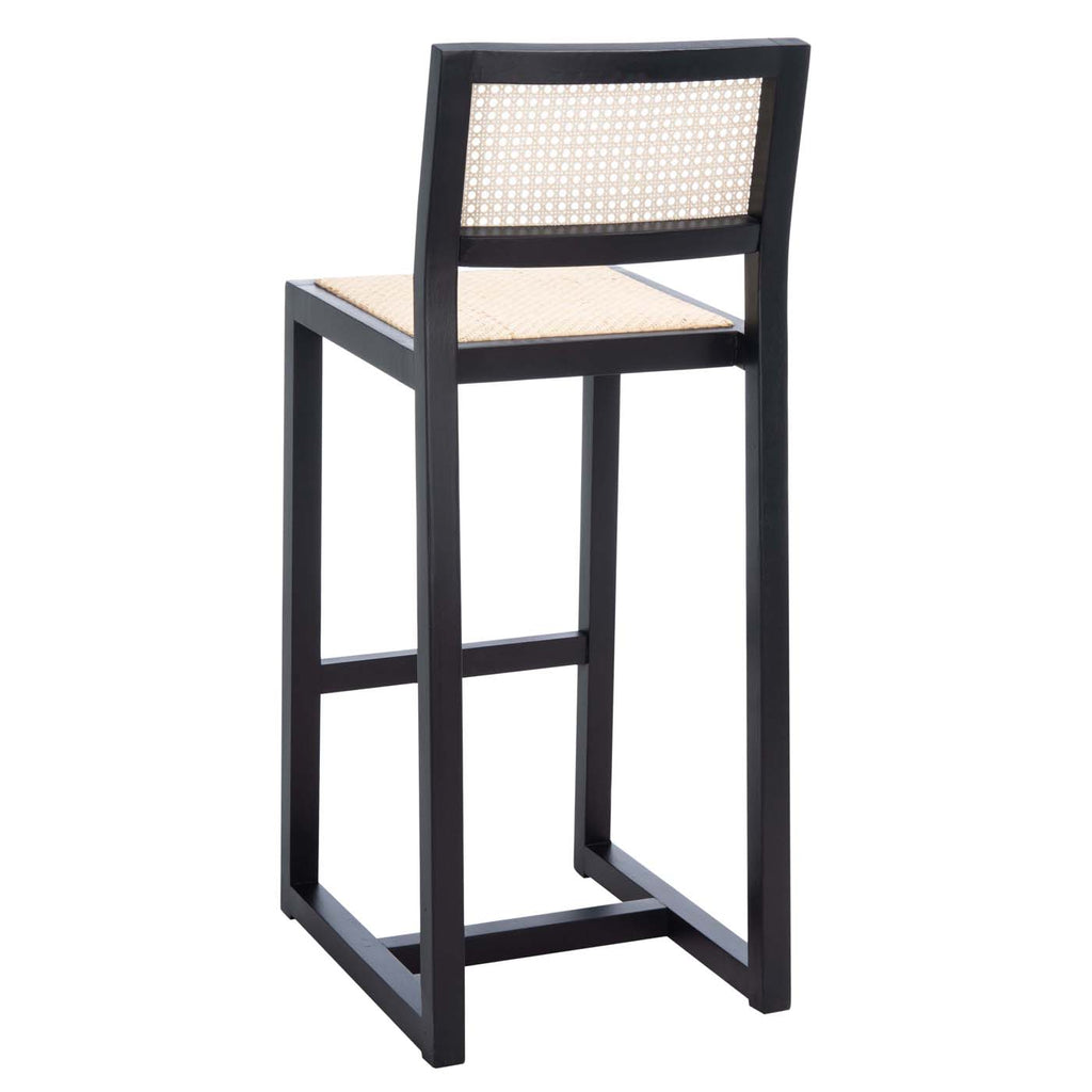 Safavieh Seika Rattan Bar Stool - Black / Natural