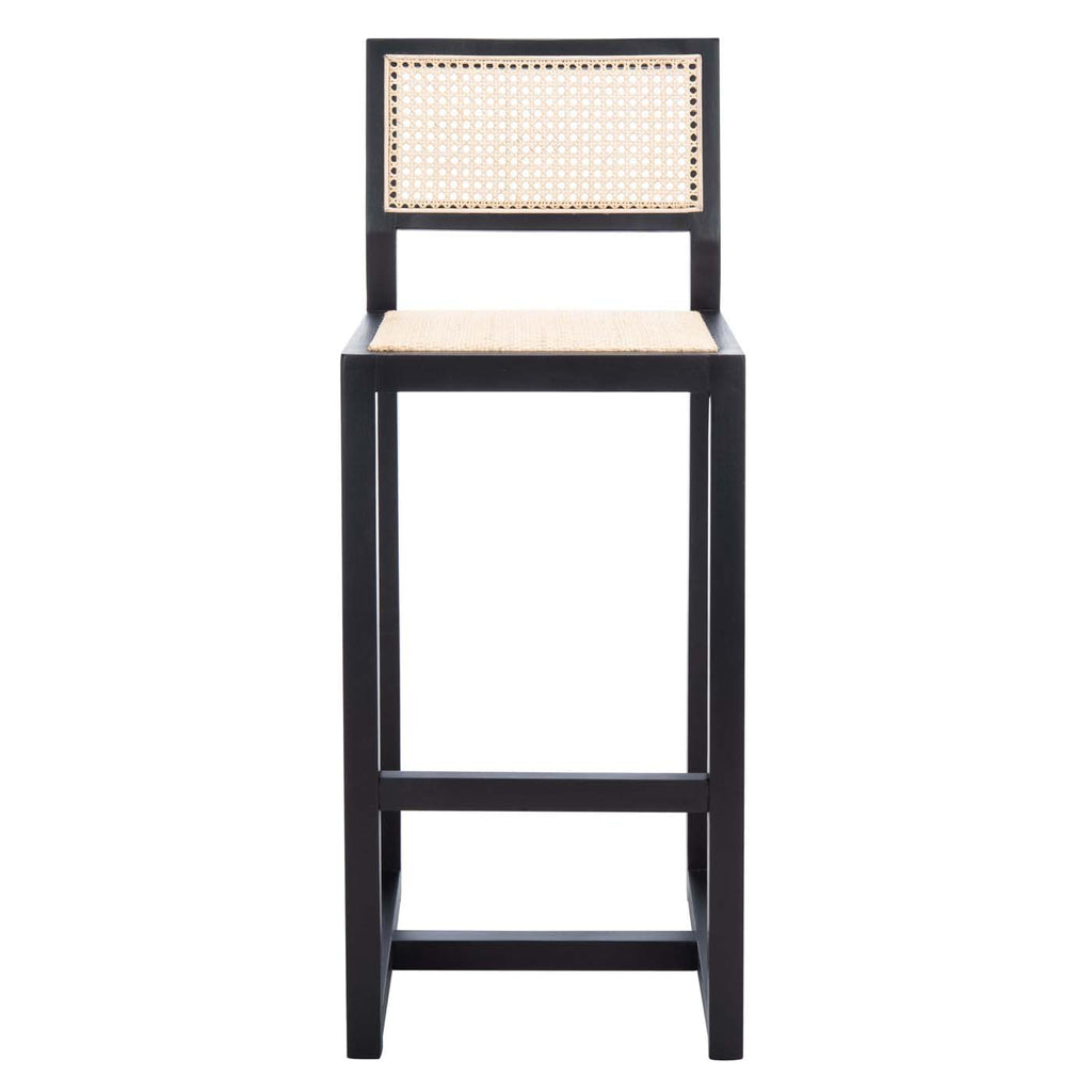 Safavieh Seika Rattan Bar Stool - Black / Natural