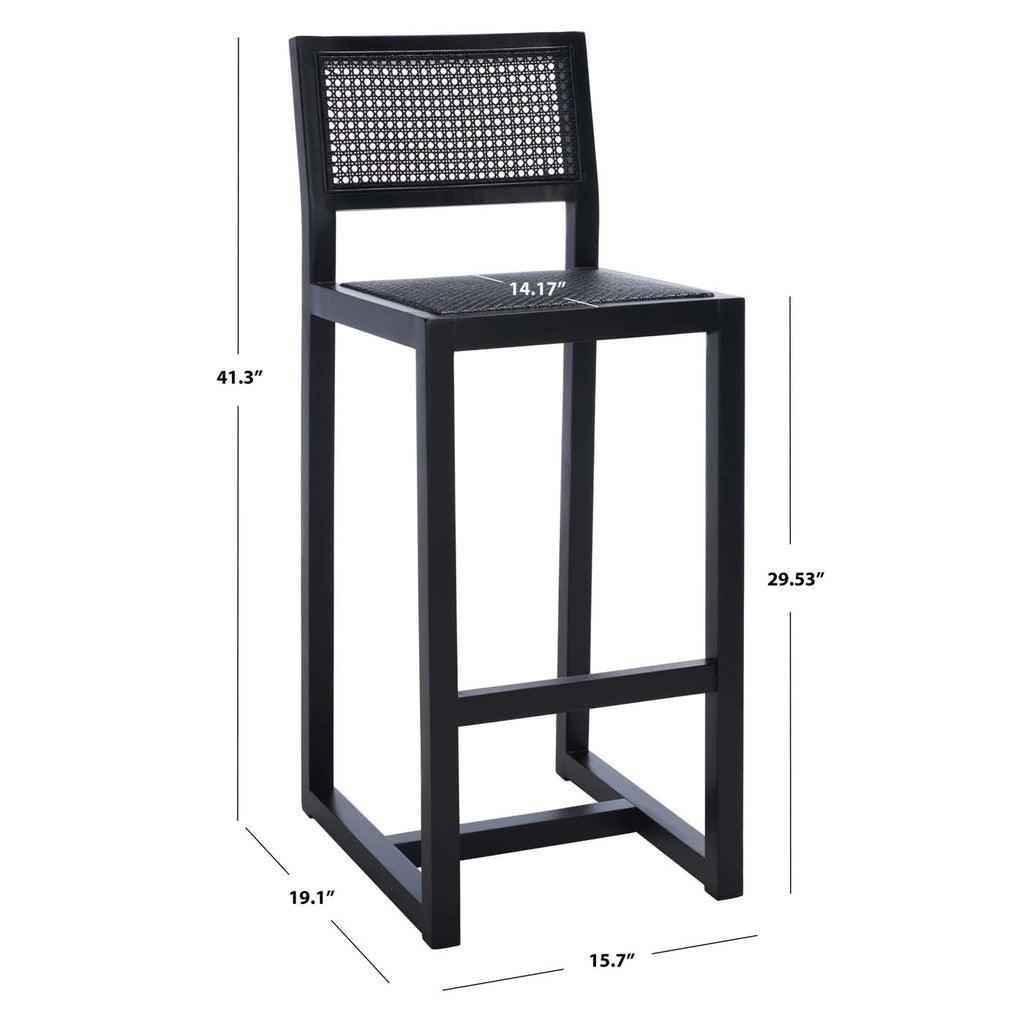 Safavieh Seika Rattan Bar Stool - Black