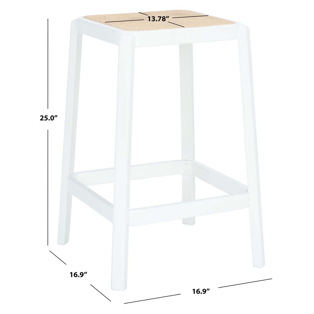 Safavieh Silus Backless Cane Counter Stool - White / Natural