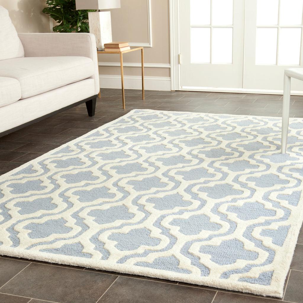 Contemporary Area Rug, CAM132A, 120 X 180 cm in Light Blue / Ivory