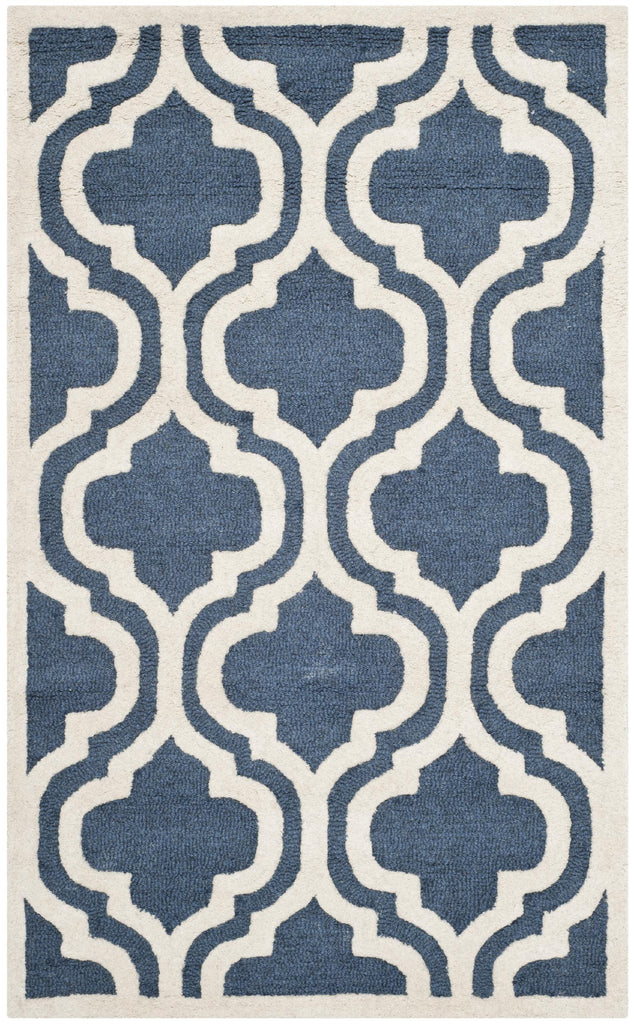 Contemporary Area Rug, CAM132G, 90 X 150 cm in Navy / Ivory