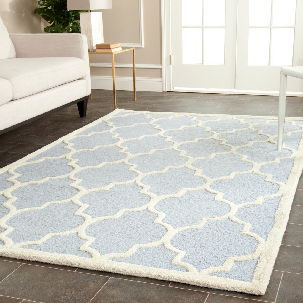 Contemporary Area Rug, CAM134A, 120 X 180 cm in Light Blue / Ivory