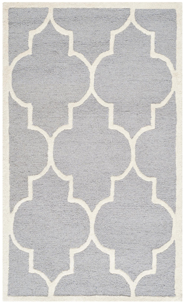 Contemporary Area Rug, CAM134D, 90 X 150 cm in Silver / Ivory