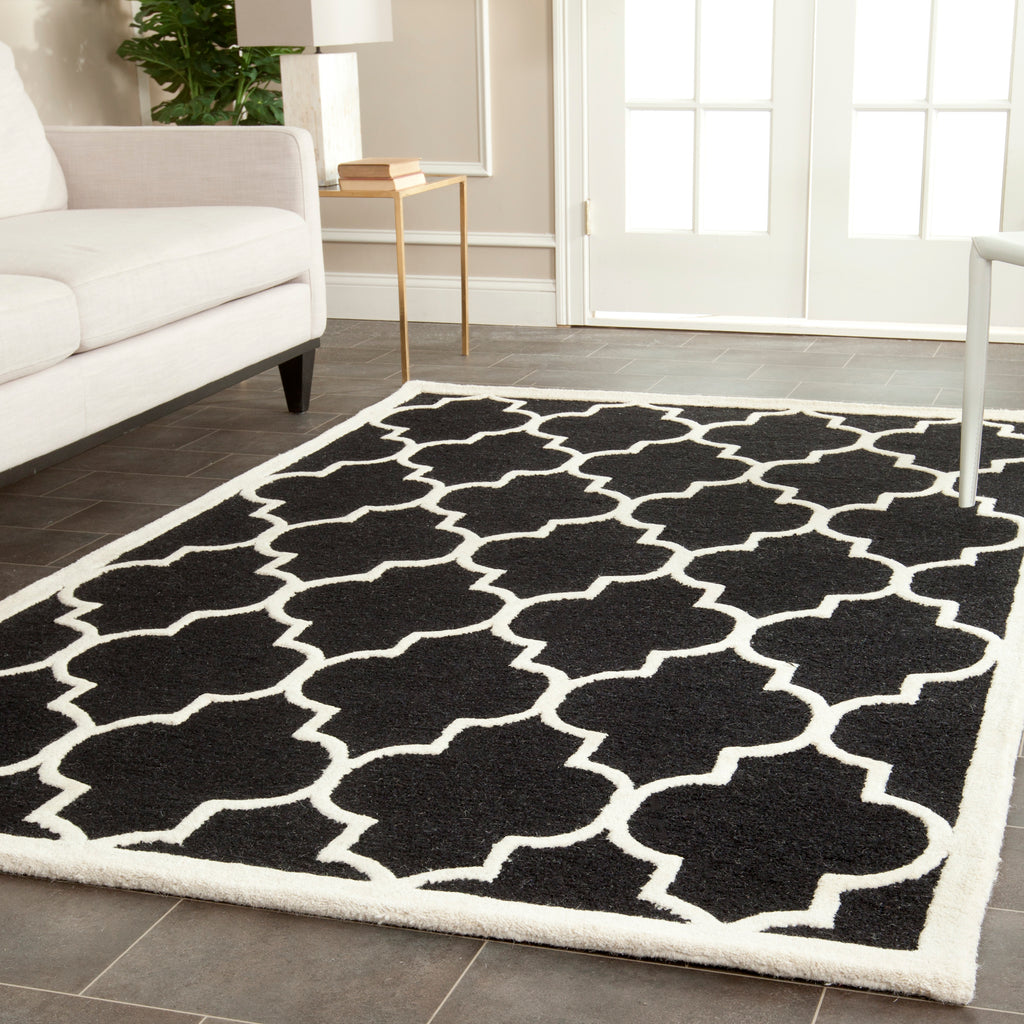 Contemporary Area Rug, CAM134E, 120 X 180 cm in Black / Ivory