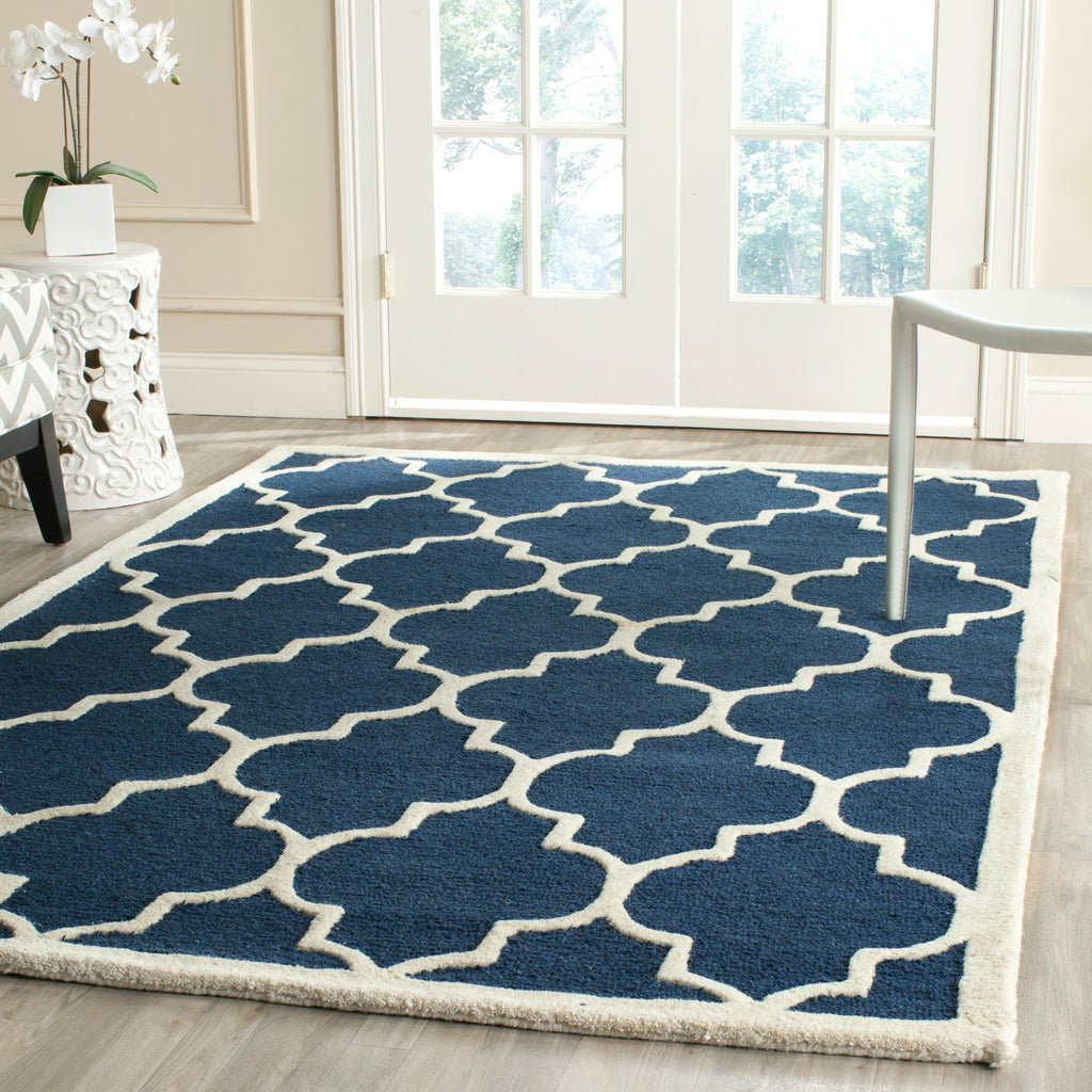 Contemporary Area Rug, CAM134G, 90 X 150 cm in Navy / Ivory