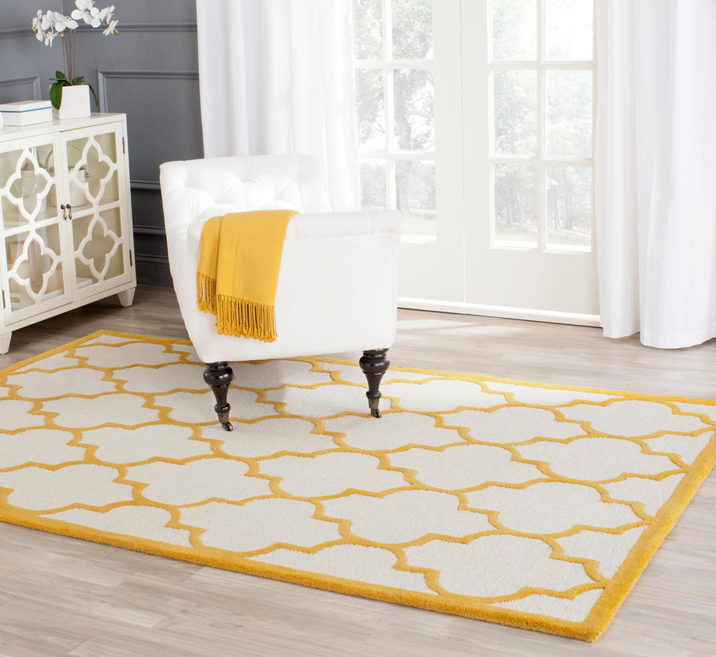 Contemporary Area Rug, CAM134U, 90 X 150 cm in Ivory / Gold