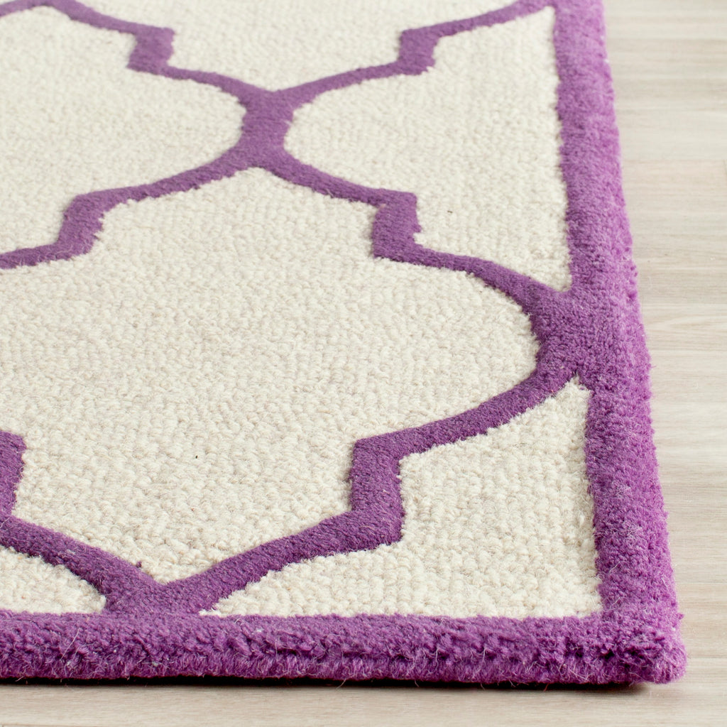 Contemporary Square Area Rug, CAM134V, 182 X 182 cm in Ivory / Purple