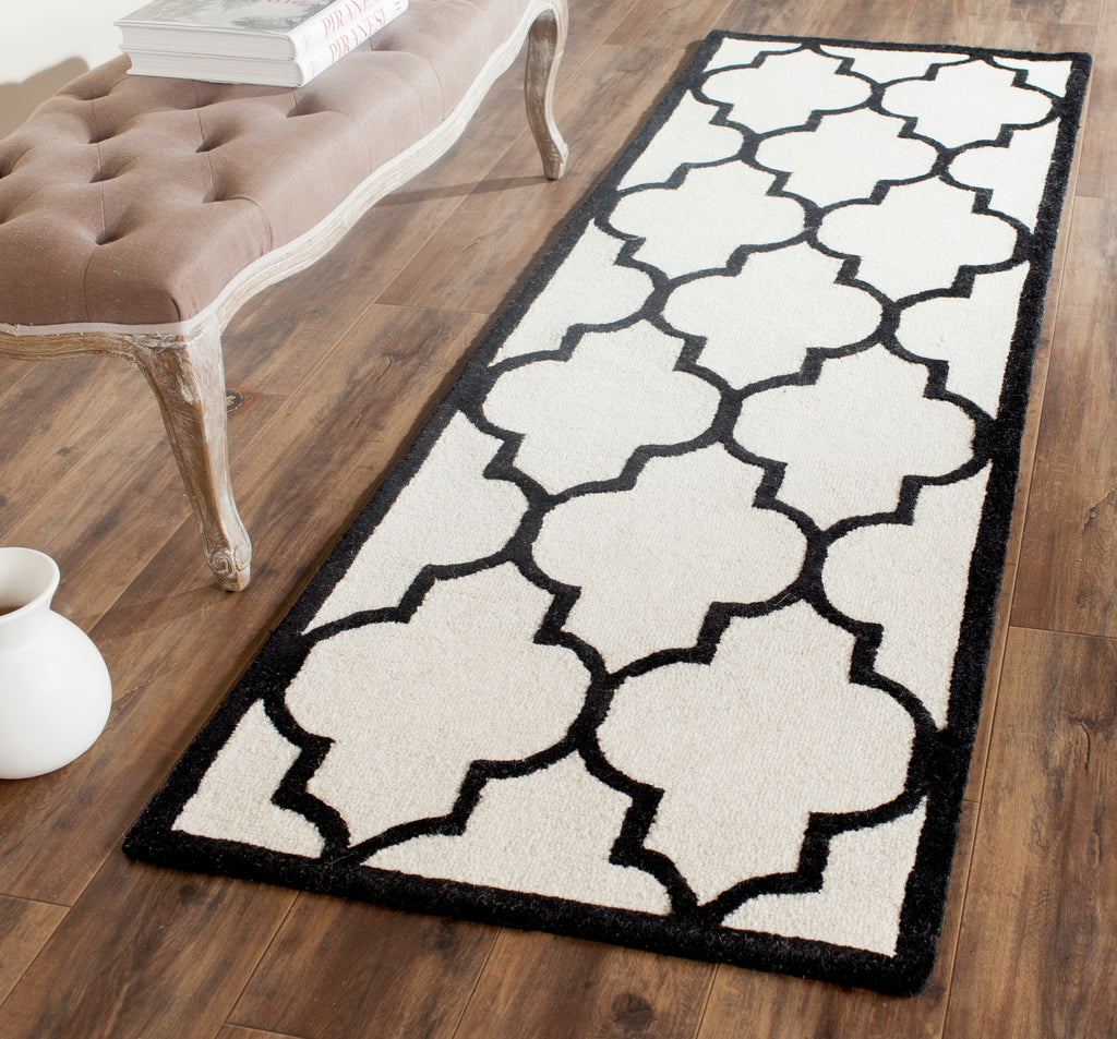 Contemporary Runner Rug, CAM134W, 62 X 240 cm in Ivory / Black