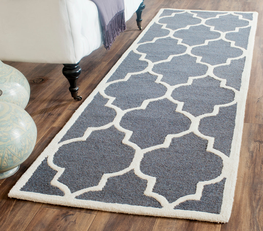 Contemporary Runner Rug, CAM134X, 62 X 240 cm in Dark Grey / Ivory