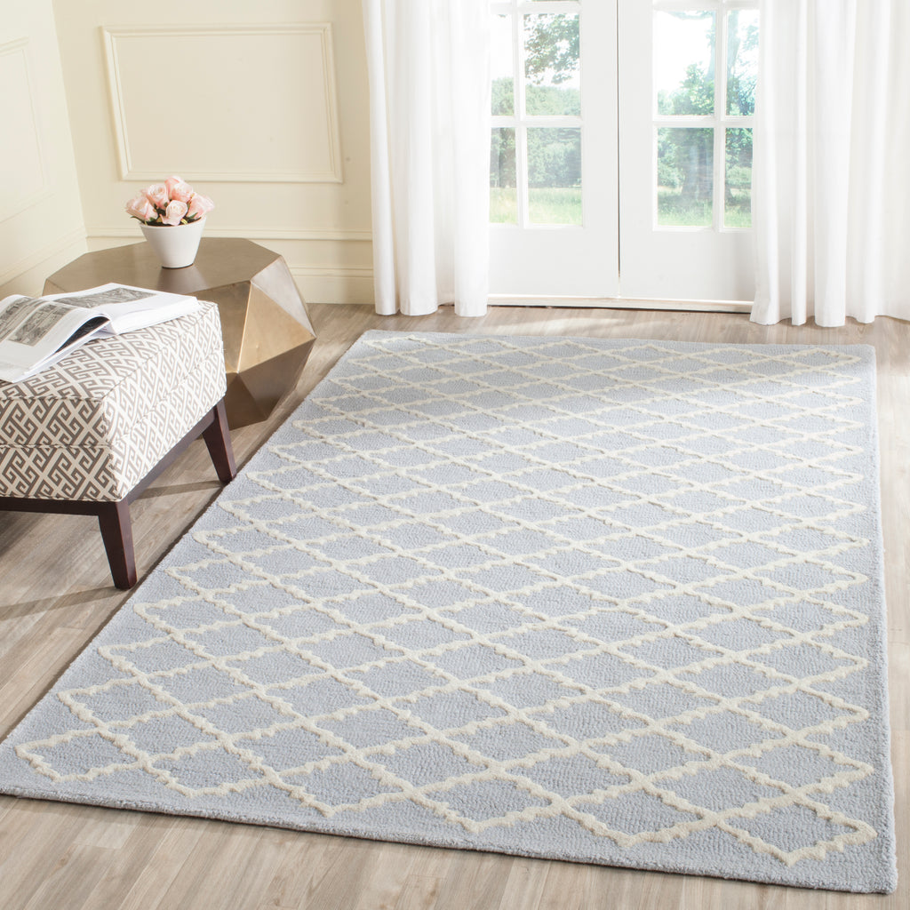 Contemporary Square Area Rug, CAM137A, 182 X 182 cm in Light Blue / Ivory