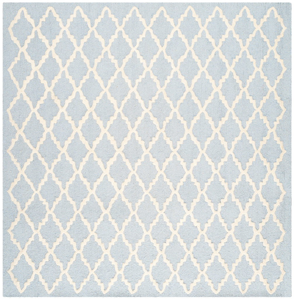 Contemporary Square Area Rug, CAM137A, 182 X 182 cm in Light Blue / Ivory