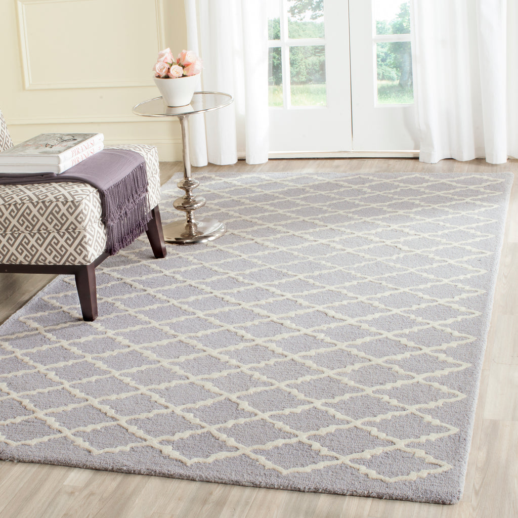 Contemporary Square Area Rug, CAM137D, 182 X 182 cm in Silver / Ivory