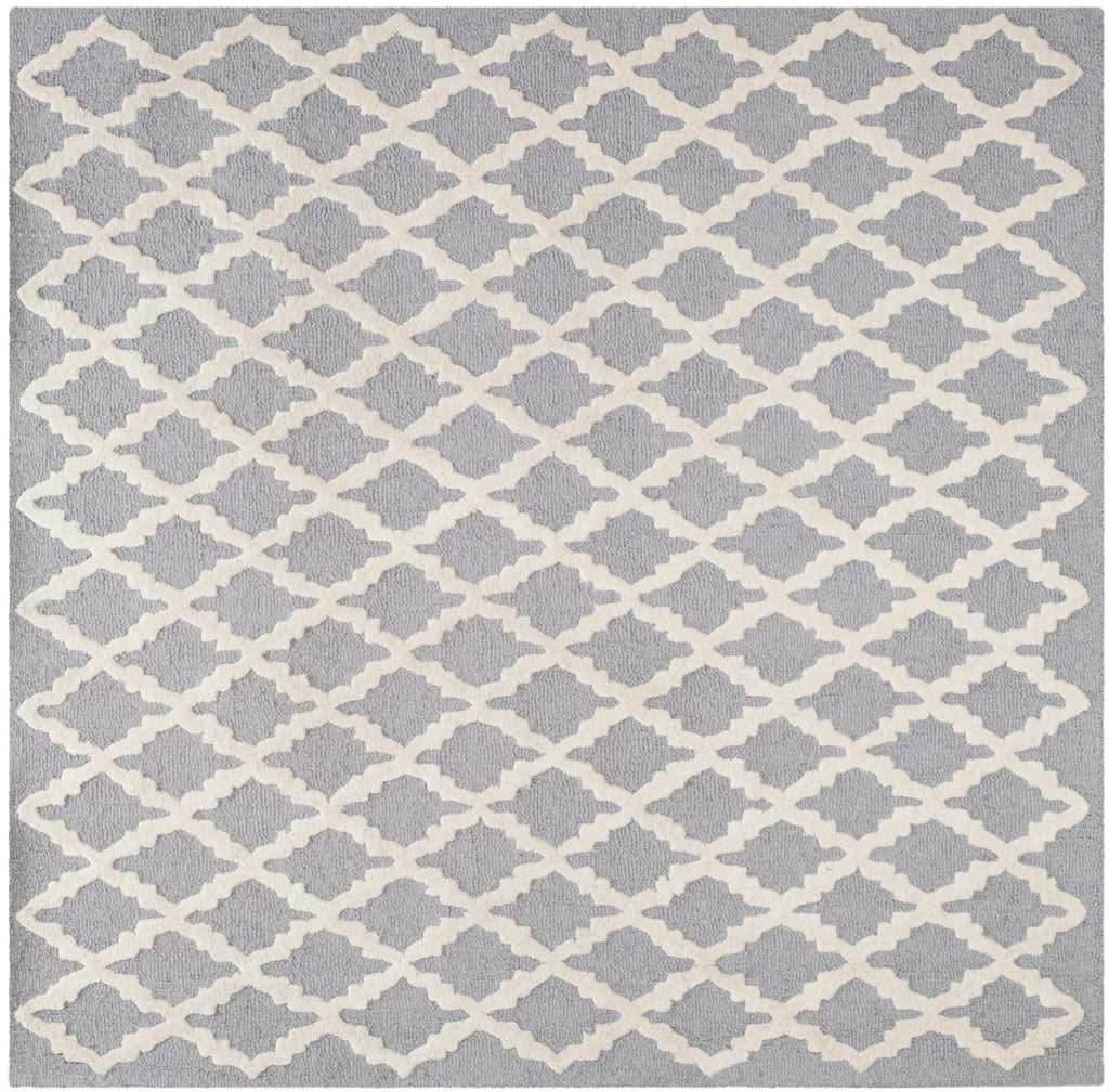 Contemporary Square Area Rug, CAM137D, 182 X 182 cm in Silver / Ivory