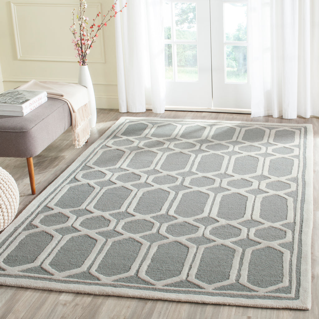 Contemporary Area Rug, CAM138D, 200 X 300 cm in Silver / Ivory