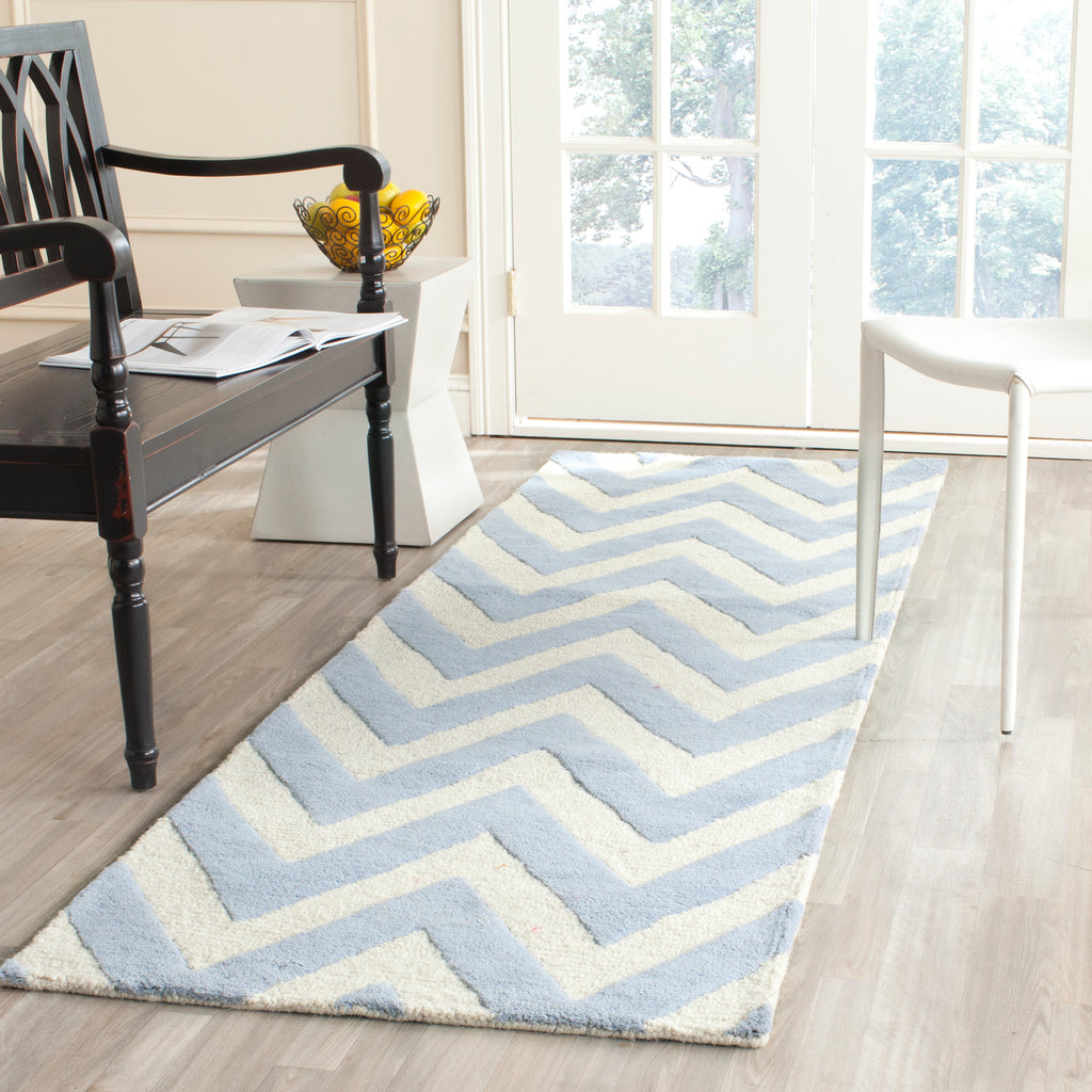 Contemporary Runner Rug, CAM139A, 62 X 240 cm in Light Blue / Ivory