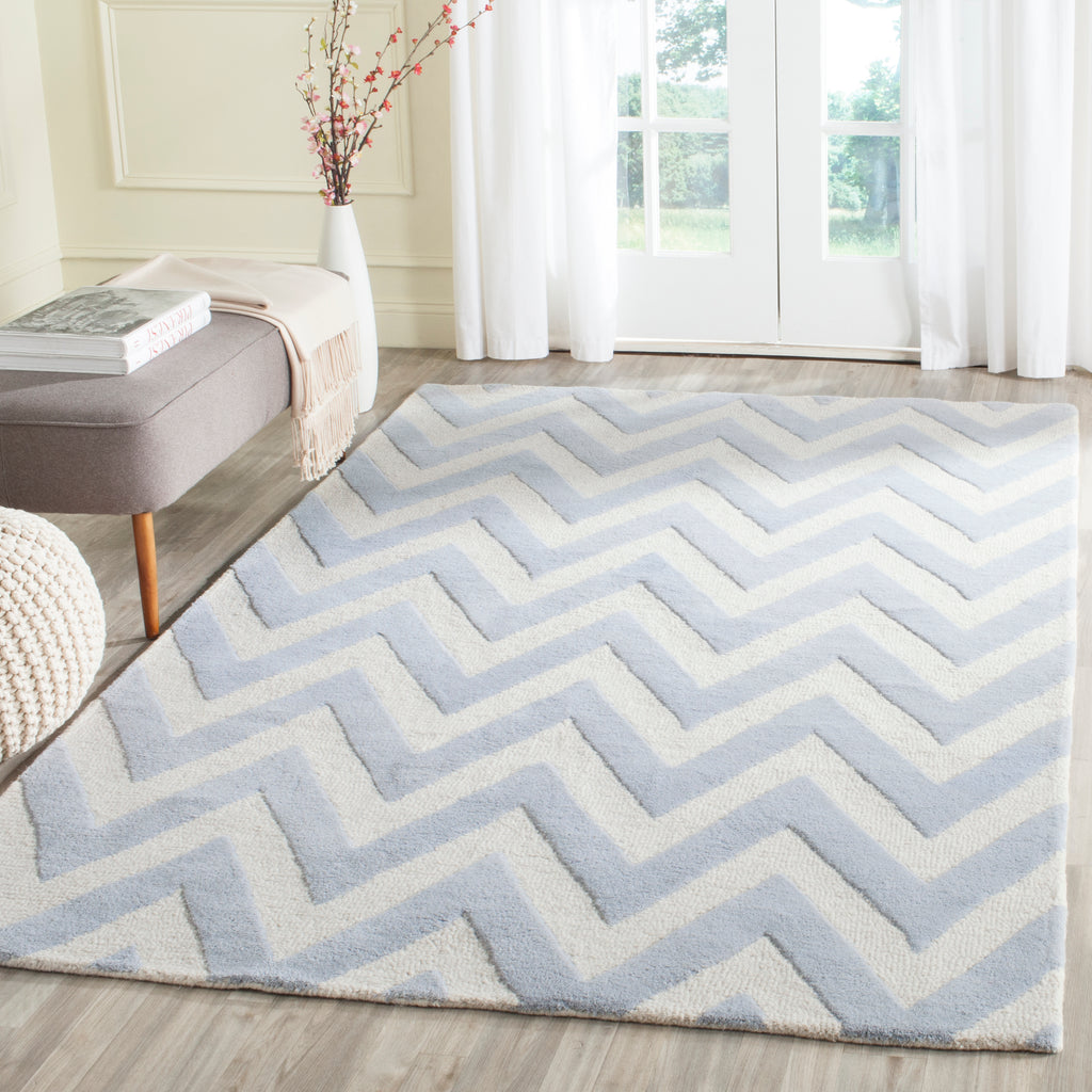 Contemporary Area Rug, CAM139A, 90 X 150 cm in Light Blue / Ivory