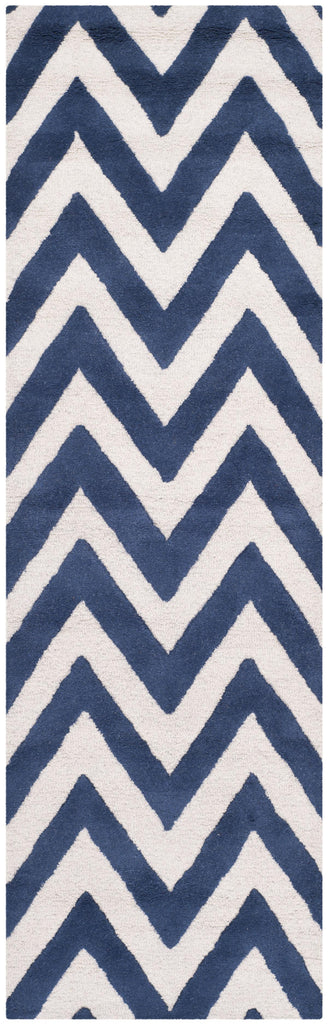 Contemporary Runner Rug, CAM139G, 76 X 182 cm in Navy / Ivory