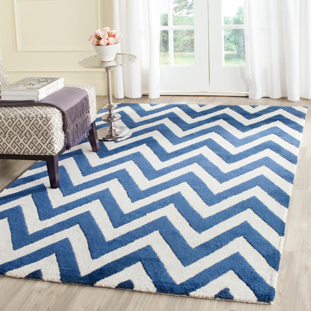 Contemporary Area Rug, CAM139G, 90 X 150 cm in Navy / Ivory