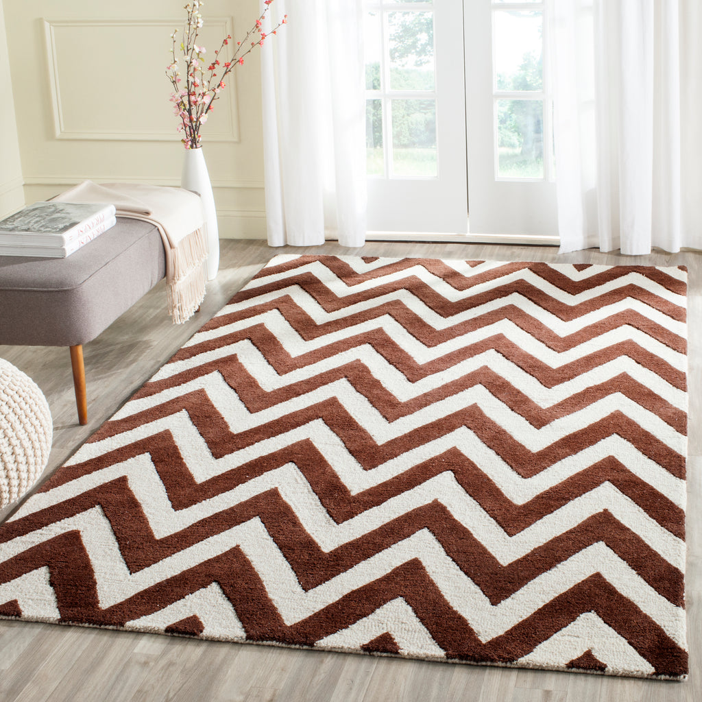 Contemporary Area Rug, CAM139H, 90 X 150 cm in Dark Brown / Ivory