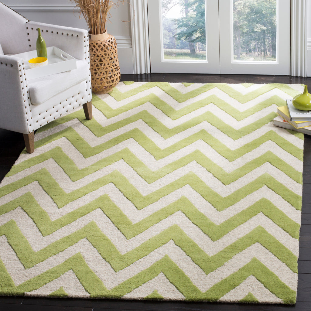 Contemporary Area Rug, CAM139T, 120 X 180 cm in Green / Ivory