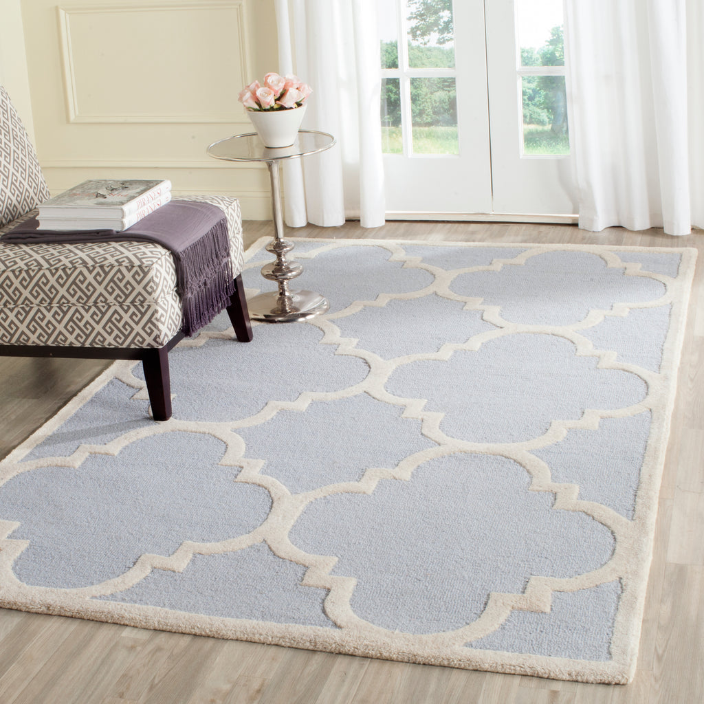 Contemporary Area Rug, CAM140A, 120 X 180 cm in Light Blue / Ivory