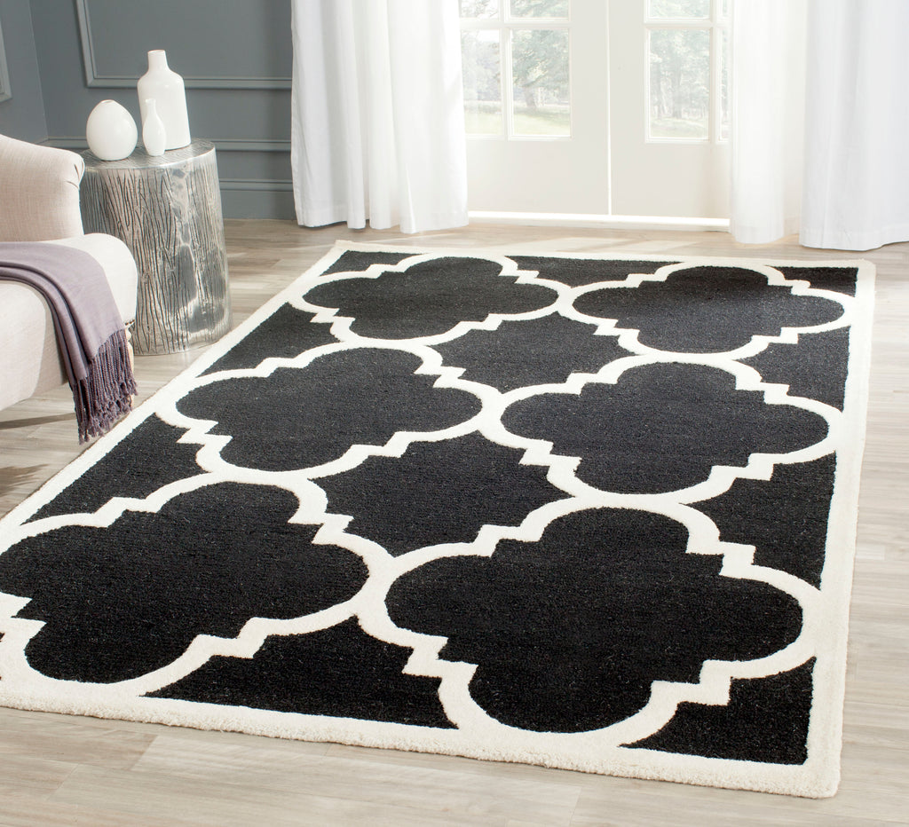 Contemporary Area Rug, CAM140E, 90 X 150 cm in Black / Ivory