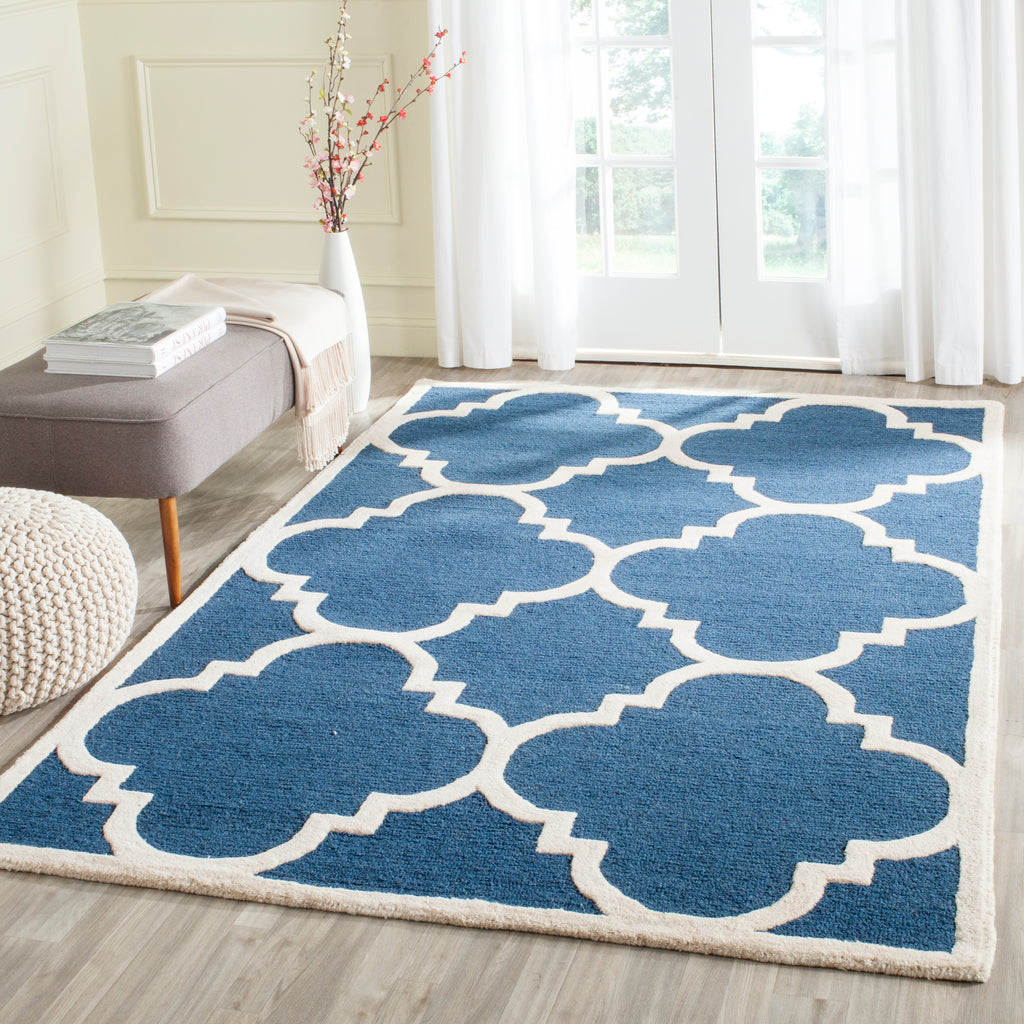 Contemporary Area Rug, CAM140G, 90 X 150 cm in Navy / Ivory