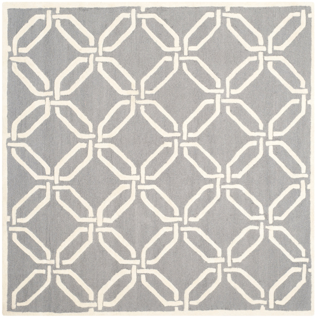 Contemporary Square Area Rug, CAM311D, 182 X 182 cm in Dark Grey / Ivory