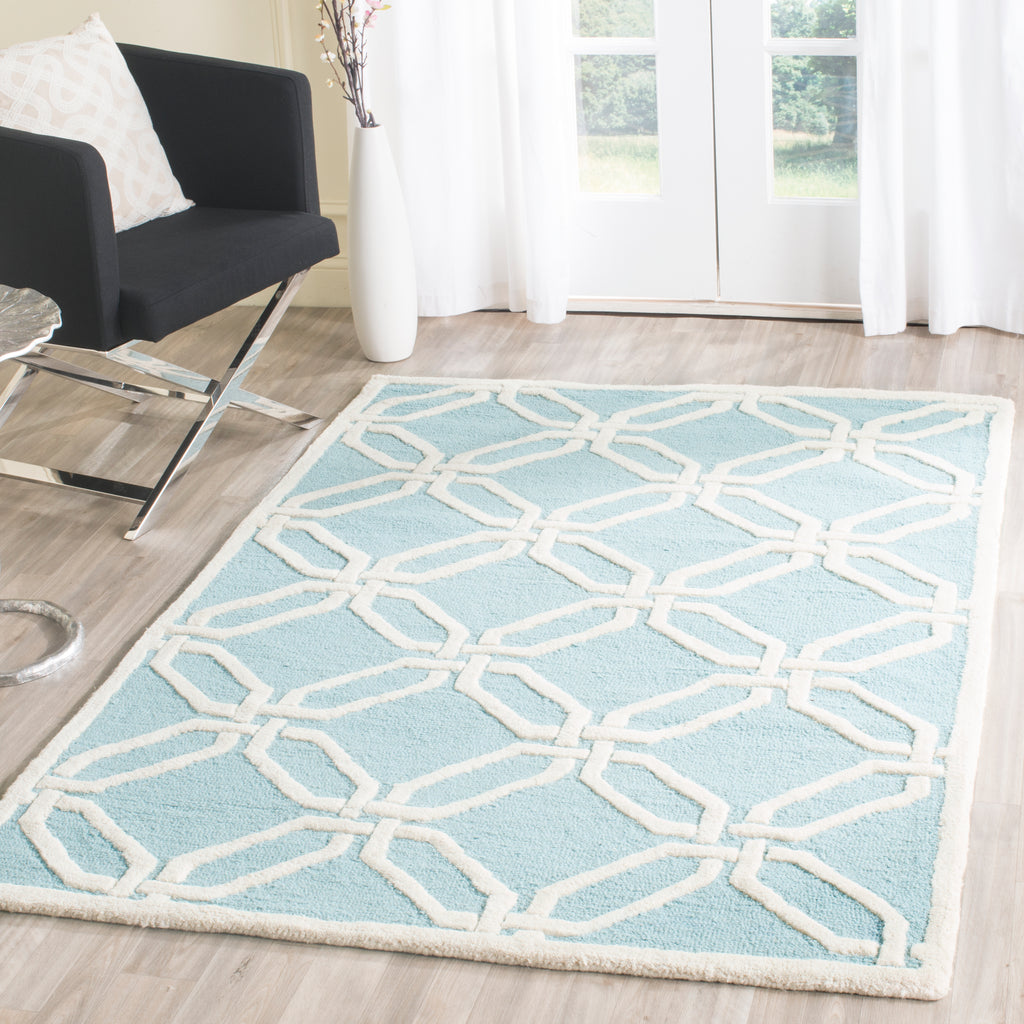 Contemporary Area Rug, CAM311E, 90 X 150 cm in Light Blue / Ivory