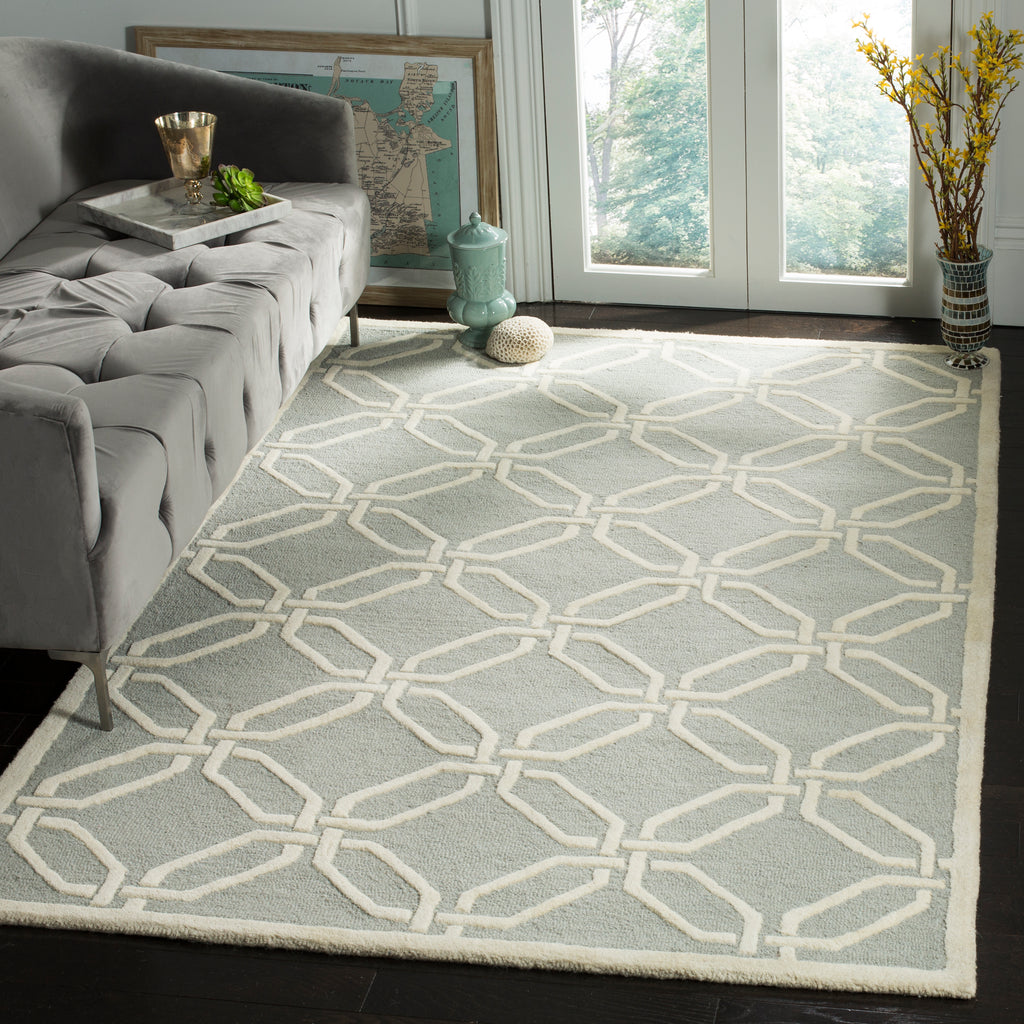 Contemporary Square Area Rug, CAM311L, 182 X 182 cm in Light Grey / Ivory