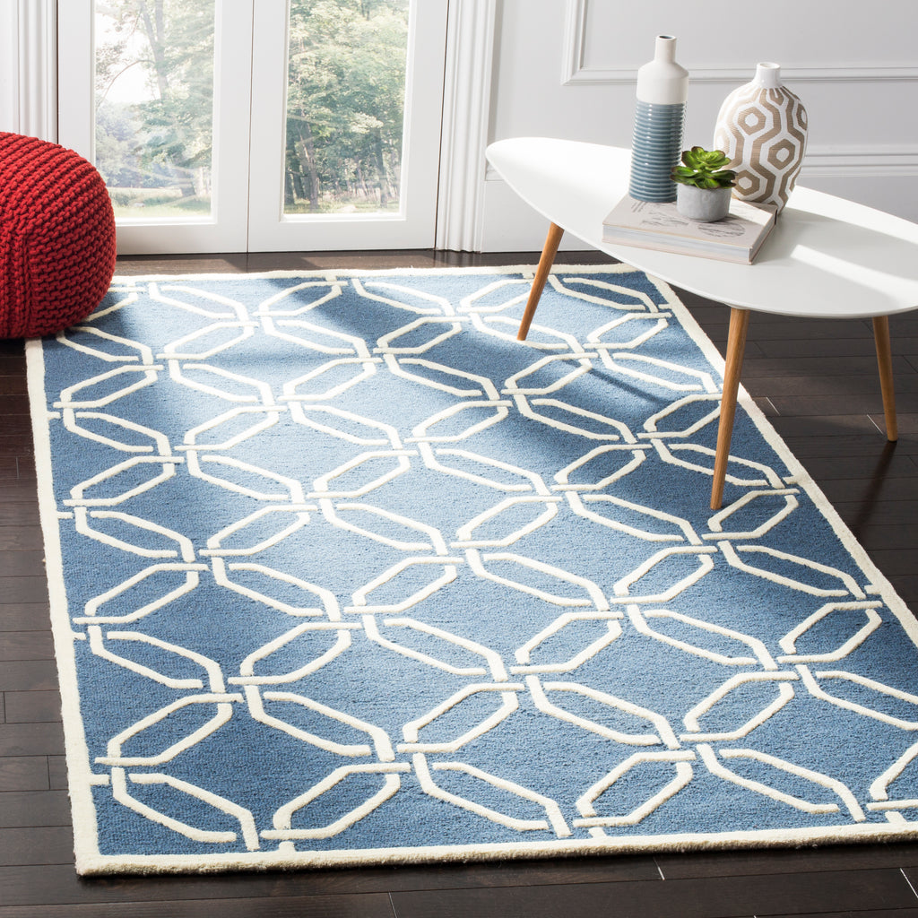 Contemporary Area Rug, CAM311M, 90 X 150 cm in Navy / Ivory