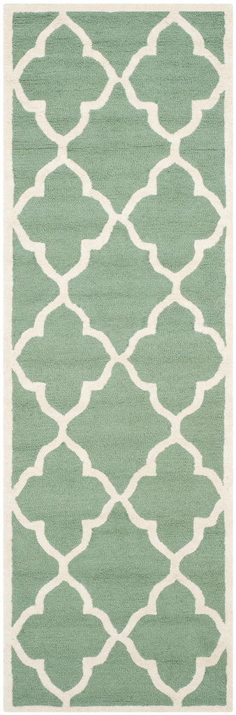 Contemporary Runner Rug, CAM312T, 62 X 240 cm in Teal / Ivory