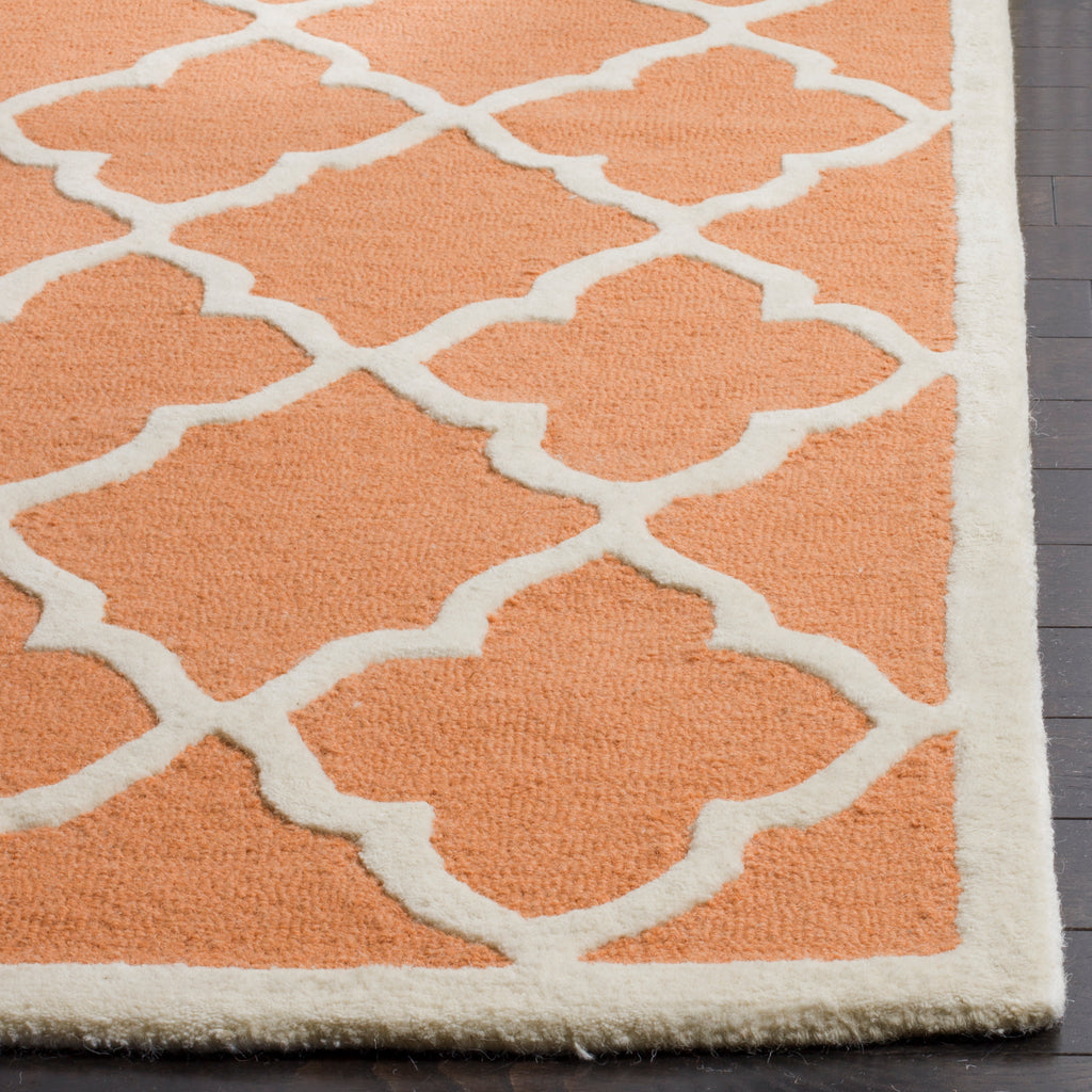 Contemporary Area Rug, CAM312W, 90 X 150 cm in Coral / Ivory