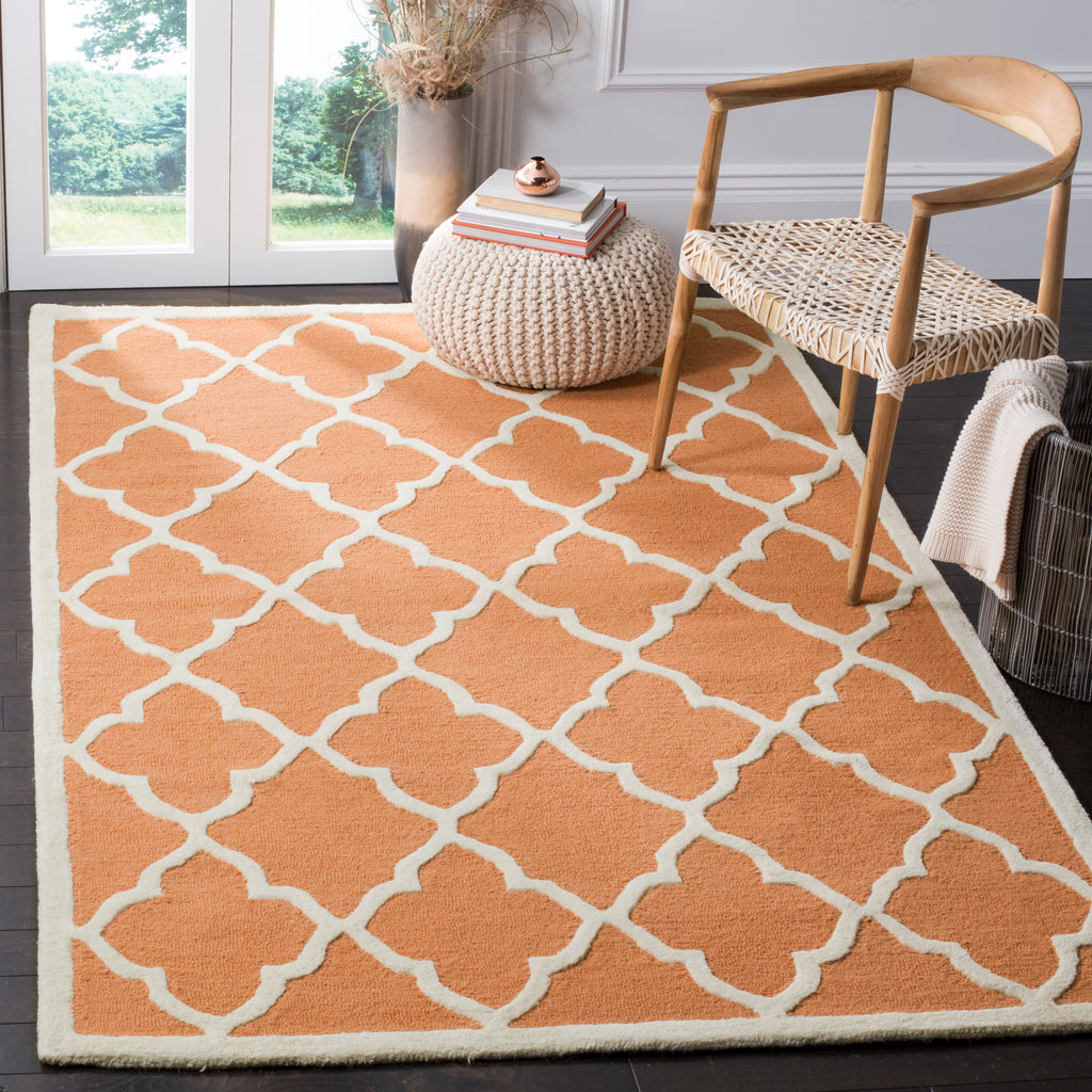 Contemporary Area Rug, CAM312W, 90 X 150 cm in Coral / Ivory