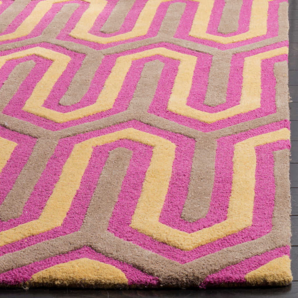 Contemporary Area Rug, CAM351F, 120 X 180 cm in Fuchsia / Grey