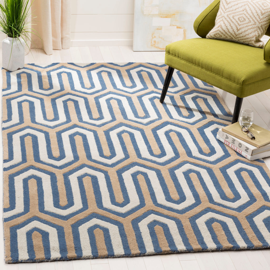 Contemporary Area Rug, CAM351M, 90 X 150 cm in Navy / Grey